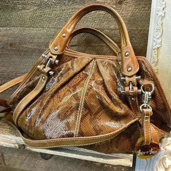 Barr + Barr Snakeskin-Style Leather Shoulder Bag - Picture 1 of 6